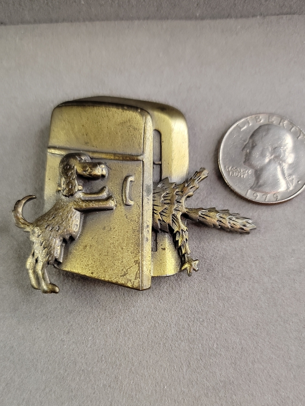 Vintage JJ Brass Revenge Is A Dish Best Served Cold Brooch